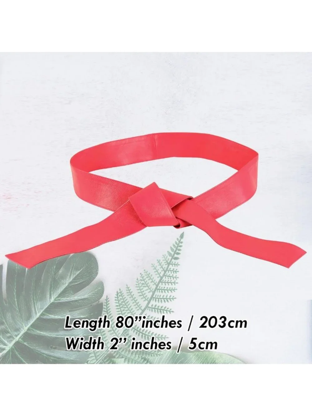 Plus Size Wide Solid Color Genuine Leather Obi Sash Tie Waist Belt for Women